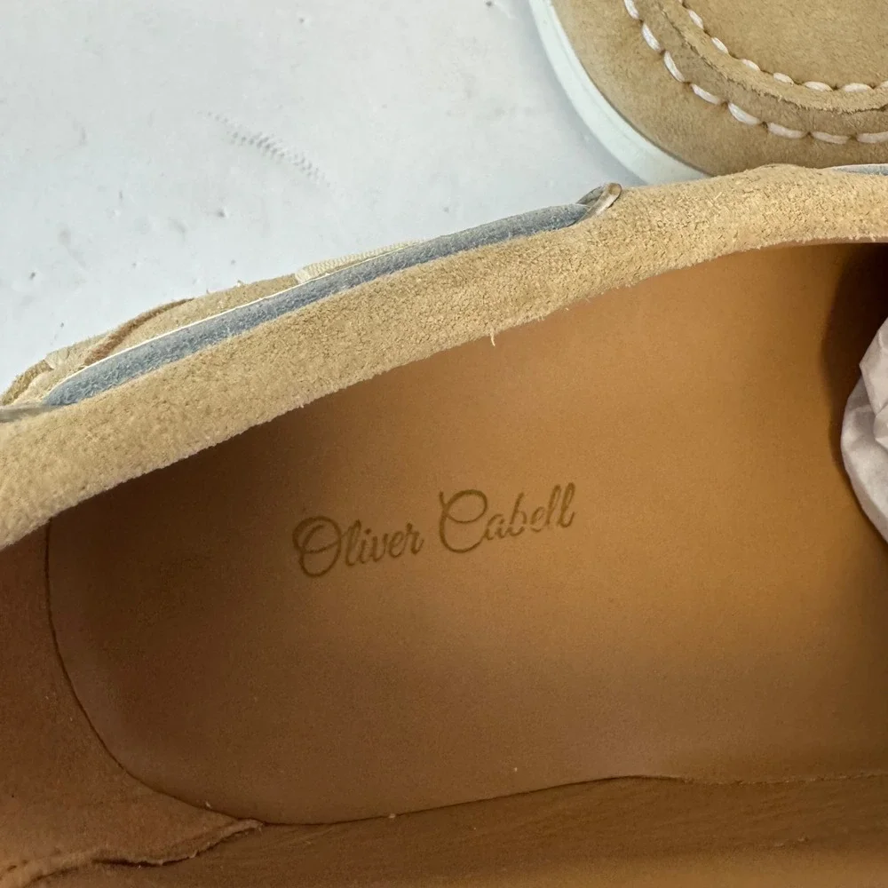 Oliver Cabell Sand Suede Boat Shoes Mens 41 Loafers OC-BS-BS-0103 Tan White NEW